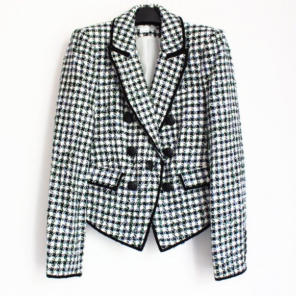 Veronica Beard Diego Metallic Check Cotton Blend Tweed Dickey Jacket - Picture 2 of 11